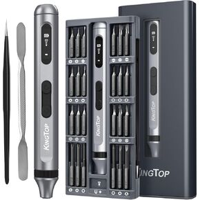 Kingtop Mini Electric Screwdriver Set, 52 in 1 Electric Precision Screwdriver Set for Electronics Repair, Compact Precision Electric Screwdriver Set with LED Light, Magnetic Tips & USB-C Charging