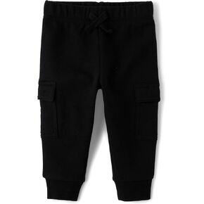 The Children's Place Baby Boys' and Toddler Fleece Jogger Pants, Black Cargo, 2 Years