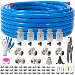 200FT Compressed Air Line Kit 3/4", HDPE-Aluminum Air Compressor Hose Kit for Shop/Garage, Compressored Air Piping System Install Kit Leak-Proof & Easy to Install