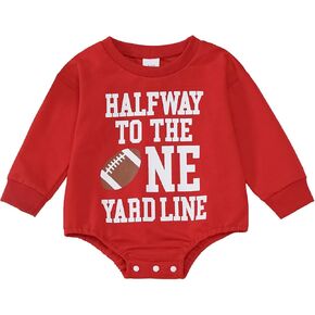 Baby Boy Half Birthday Outfit Half Way to the One Yard Line Bubble Romper Football 1/2 Birthday Clothes