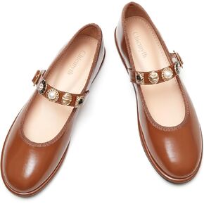 Mary Jane Flats;Round Toe Ballet Flat;Imitation Pearls;Strass & Metal