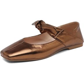 Silver Mary Jane for Women Ballet Flats for Women Square Toe Flats for Women