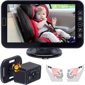 Baby Car Camera for Backseat:Car seat Camera Rear Facing Infant -AHD 1080P Baby car Monitor with Car Baby Camera,Car Camera for Baby,Vision 360° Rotating Baby Camera for car (KB72 7inch)