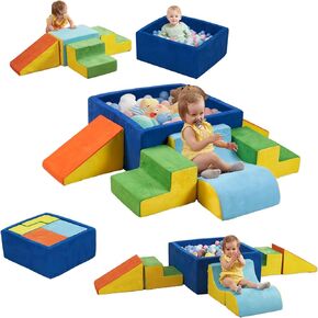 Soft Foam Climbing Blocks and Ball Pit 6PCS Toddler Climbing Toys Indoor Grey Soft Play Climbing for Toddler for Crawling Sliding Building(Balls not Included)