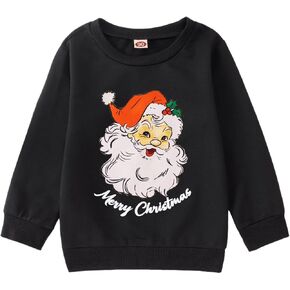 Toddler Boy Girl Merry Christmas Sweatshirt Santa Claus Graphic Shirt Crewneck Pullover Kid Xmas Holiday Outfit
