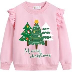 Girl Sweatshirts Christmas Toddler Crewneck Long Sleeve Pullover Snowman Cotton Santa Claus Graphic Top Sweater Top 2-7T