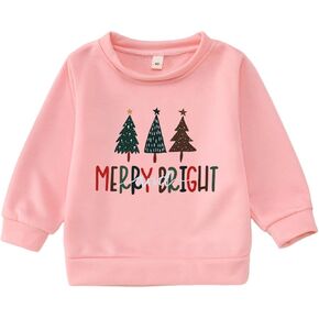 Christmas Sweatshirts Toddler Boy Girl Merry and Bright Shirt Christmas Tree Crewneck Pullover Tops Holiday Outfit in Kuwait