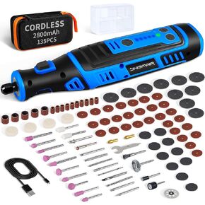 2800mAh Cordless Rotary Tool Kit Engraving Pen 8V Dog Nail Grinder with 132pcs Accessories, 30000RPM 5Speed Multi Power Carving Tool Mini Drill with Bag for Polishing Cutting Sanding Drilling DIY Gift