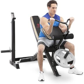 Marcy Adjustable Olympic Weight Bench with Leg Developer and Squat Rack MKB-979