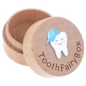 Tooth Fairy Box 3D Carved Tooth Box, Wood Tooth Storage Box for Lost Teeth, Cute Lost Tooth Holder for Kids' First Lost Teeth, Dropped Tooth Keepsake Box for Baby Boys Girls
