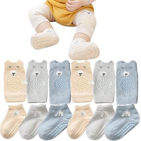 Unisex Baby Crawling Anti-Slip Knee Pads and Socks,Save Baby Knee and Ankle,Baby Walker Essentials