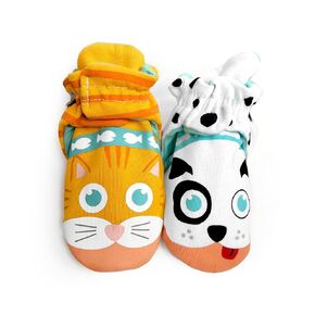 Pals Kitten and Puppy Baby Booties for Kids, Mismatched Style, Durable & Cozy Pair for Boys and Girls, Funny, Crazy, & Funky, 1 Pair