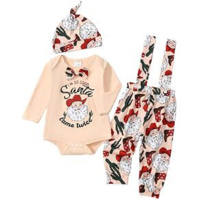 Baby Boy Thanksgiving/Christmas Outfit Turkey/Santa Romper+Suspender Pants My 1st Thanksgiving Clothes