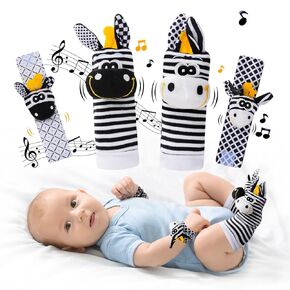 Baby Toys 0-6 Months,High Contrast Baby Toys for Newborn,Black and White Baby Toys,Infant Rattle Socks and Wrist Toy,Newborn Toys 0 3 Months Brain Development,0-6 Months Babies Boy Girl Gift