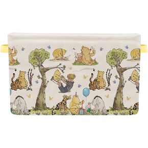 Winnie Nursery Hampers with Handles - Large Canvas Foldable Storage Baskets for Kids Bathroom, Bedroom,Clothes,Toy Bin,Baby Hamper Decor