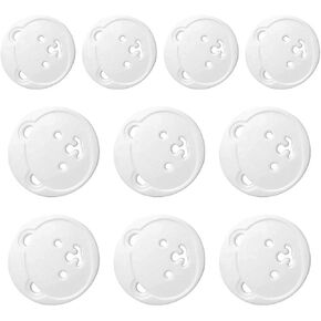 Queenbox 10 pcs 1.5in Bear Transparent Plastic Baby Proofing Outlet Covers, European Wall Round Hole Socket Plug Cover Baby Safety Protector