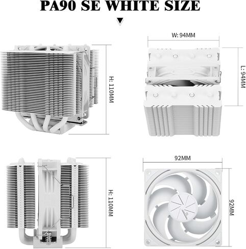 مبرد وحدة المعالجة المركزية Thermalright Peerless Assassin 90 SE أسود مزدوج الأبراج، مع تبريد مبدد حراري من الألومنيوم، ومبرد كمبيوتر عالي الأداء، بطول 110 مم، Intel 1700/115X/1200/1851؛ AMD: AM4/ AM5 لمبرد سطح المكتب in Saudi Arabia