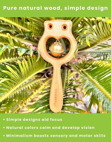 HippoToys Organic Wooden Baby Rattle Toys, 0-12 Months, Montessori Infant Essentials, Baby Sensory Toys, Eco-Friendly Natural Wood, 6 Month Old Teether Toy, Durable Gifts for Baby Boys & Girls in Saudi Arabia