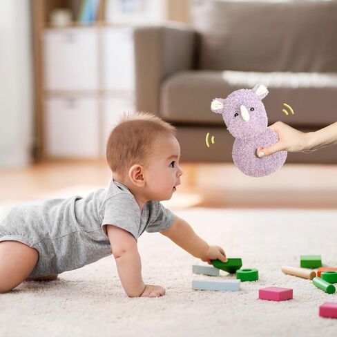 Baby Rhino Soft Rattle Toy, Plush Rhino Infant Shaker Rattle Easy-Grasp Stuffed Animal Toy, Gifts for Newborns Babies Toddlers Boys Girls, Pink, 6 Inches in Kuwait