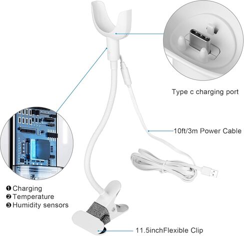 Baby Monitor Clip Charger Mount for Nanit Pro Baby Monitor with Type-C Charging Port Connector Mount and 10FT Power Cable,Travel Baby Monitor Accessory Without Tool or Wall Damage in Kuwait
