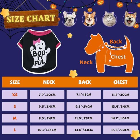 Dog Shirts Pet Clothes with Cute Print Puppy Halloween Costume Outfits Cat Lightweight Sweatshirt Pullover for Holidat Party vavc 03-Orange X-Small in Saudi Arabia