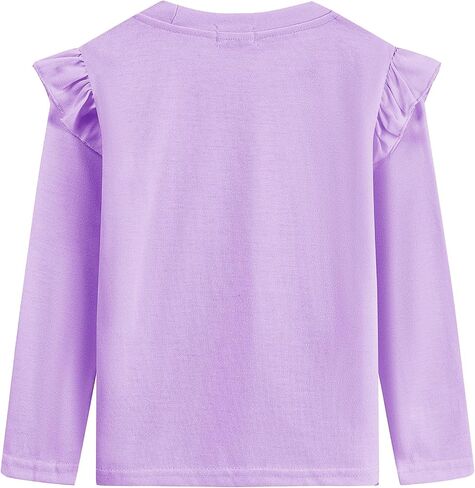 Girls Ruffle Long Sleeve Shirts Soft Crewneck Cute Butterfly Shirt Wild Like My Curls T-Shirts Pink Cotton Tee 2-7 Years in Kuwait