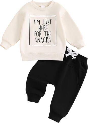 Baby Boy Fall Clothes Set Long Sleeve Letter Print Sweatshirt Pants Toddler Infant Outfits 6 12 18 24 Months 2T in Saudi Arabia