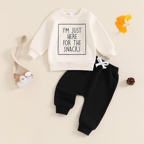 Baby Boy Fall Clothes Set Long Sleeve Letter Print Sweatshirt Pants Toddler Infant Outfits 6 12 18 24 Months 2T in Saudi Arabia