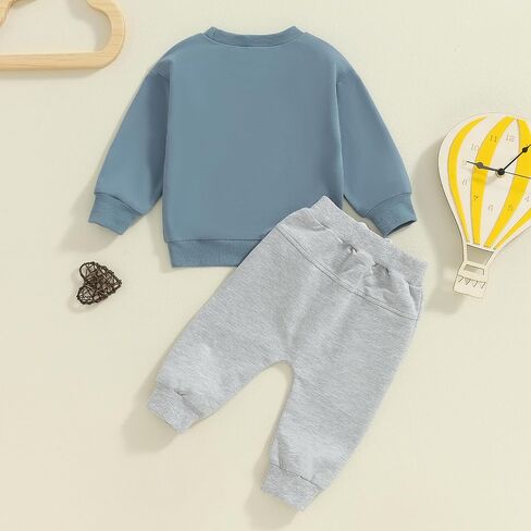 Baby Boy Fall Clothes Set Long Sleeve Letter Print Sweatshirt Pants Toddler Infant Outfits 6 12 18 24 Months 2T in Saudi Arabia