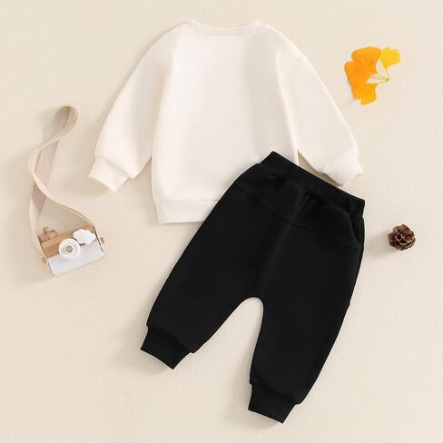 Baby Boy Fall Clothes Set Long Sleeve Letter Print Sweatshirt Pants Toddler Infant Outfits 6 12 18 24 Months 2T in Saudi Arabia