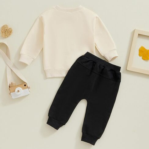 Baby Boy Fall Clothes Set Long Sleeve Letter Print Sweatshirt Pants Toddler Infant Outfits 6 12 18 24 Months 2T in Saudi Arabia