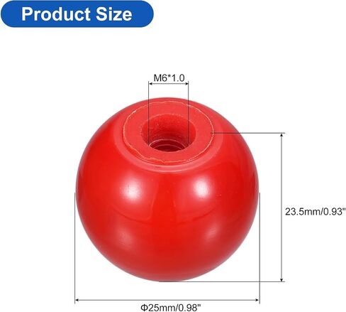 uxcell 2Pcs Threaded Ball Knobs, M16 Female Thread Phenolic Thermoset Ball Knob 50mm Dia Round Operation Ball Handles for Machine Lever Handle, Red in Saudi Arabia