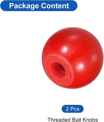 uxcell 2Pcs Threaded Ball Knobs, M16 Female Thread Phenolic Thermoset Ball Knob 50mm Dia Round Operation Ball Handles for Machine Lever Handle, Red in Saudi Arabia