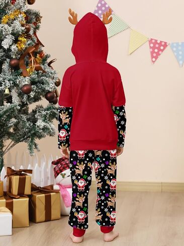 RAISEVERN Toddler Baby Boys Christmas Hoodie Sweatshirt Top with Jogger Pant 2 Piece Outfit Winter Festive Clothes in Saudi Arabia