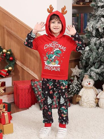 RAISEVERN Toddler Baby Boys Christmas Hoodie Sweatshirt Top with Jogger Pant 2 Piece Outfit Winter Festive Clothes in Saudi Arabia