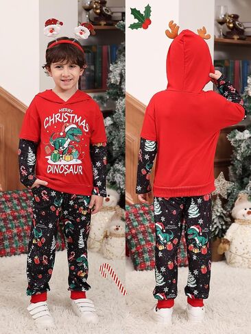 RAISEVERN Toddler Baby Boys Christmas Hoodie Sweatshirt Top with Jogger Pant 2 Piece Outfit Winter Festive Clothes in Saudi Arabia