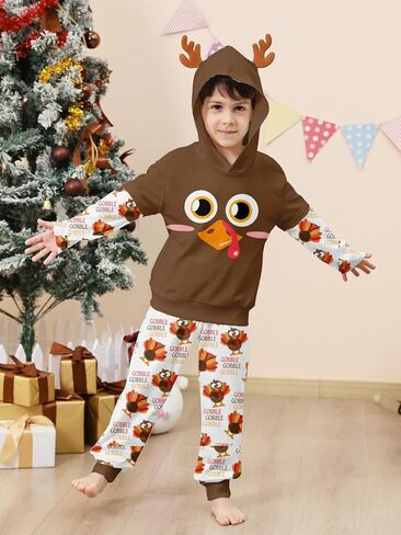 RAISEVERN Toddler Baby Boys Christmas Hoodie Sweatshirt Top with Jogger Pant 2 Piece Outfit Winter Festive Clothes in Saudi Arabia