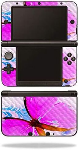 MightySkins Carbon Fiber Skin for Nintendo 3DS XL Original (2012-2014) - Pink Butterfly | Protective, Durable Textured Carbon Fiber Finish | Easy to Apply, Remove, and Change Styles | Made in The USA in Saudi Arabia