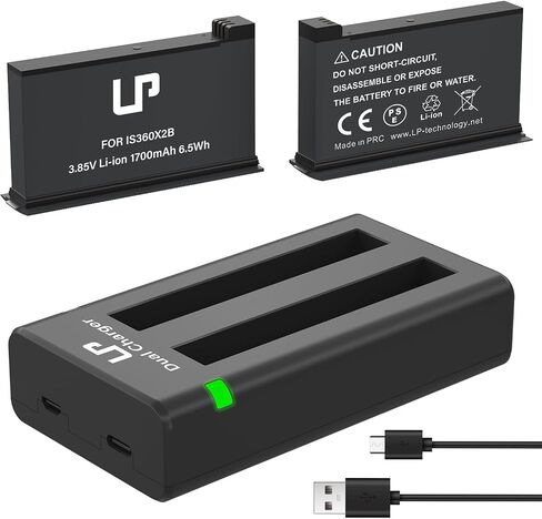LP Battery Charger Pack for Insta360 X3-2 Batteries & Fast USB Dual Charger for Insta 360 ONE X3 Action Camera 2000mAh Rechargeable Camera Battery 2-Pack in Saudi Arabia