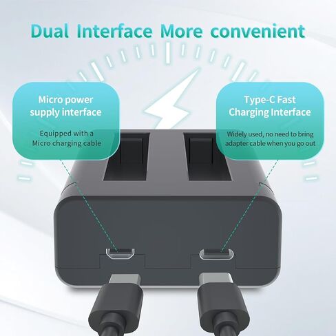 LP Battery Charger Pack for Insta360 X3-2 Batteries & Fast USB Dual Charger for Insta 360 ONE X3 Action Camera 2000mAh Rechargeable Camera Battery 2-Pack in Saudi Arabia