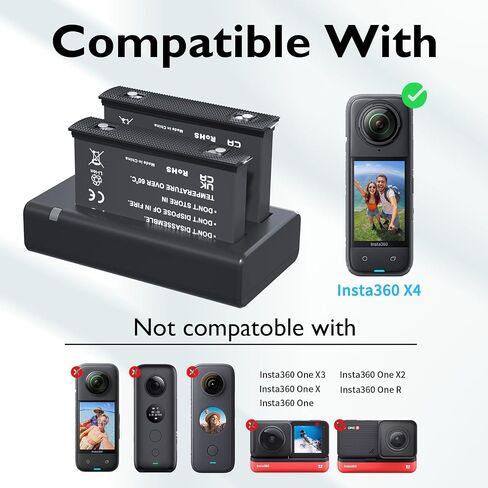 LP Battery Charger Pack for Insta360 X3-2 Batteries & Fast USB Dual Charger for Insta 360 ONE X3 Action Camera 2000mAh Rechargeable Camera Battery 2-Pack in Saudi Arabia