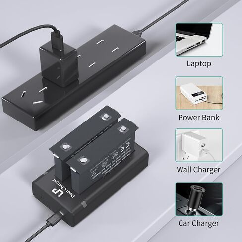 LP Battery Charger Pack for Insta360 X3-2 Batteries & Fast USB Dual Charger for Insta 360 ONE X3 Action Camera 2000mAh Rechargeable Camera Battery 2-Pack in Saudi Arabia