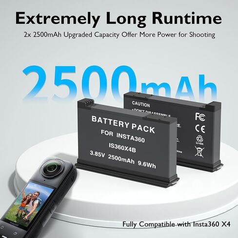 LP Battery Charger Pack for Insta360 X3-2 Batteries & Fast USB Dual Charger for Insta 360 ONE X3 Action Camera 2000mAh Rechargeable Camera Battery 2-Pack in Saudi Arabia