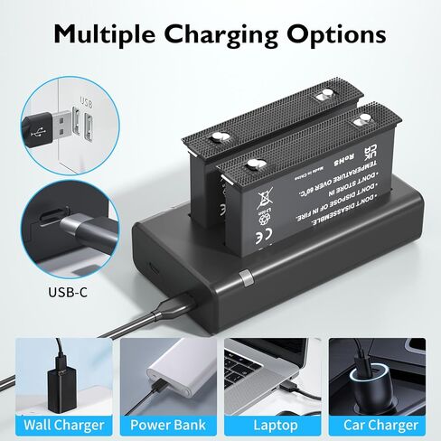 LP Battery Charger Pack for Insta360 X3-2 Batteries & Fast USB Dual Charger for Insta 360 ONE X3 Action Camera 2000mAh Rechargeable Camera Battery 2-Pack in Saudi Arabia