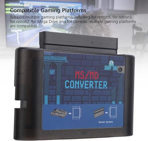 for Retron Mega Drive Converter, MS to MD Game Card Adapter Converter for Retron 5 3 2 for Mega Drive for Genesis (Black Transparent) in Kuwait