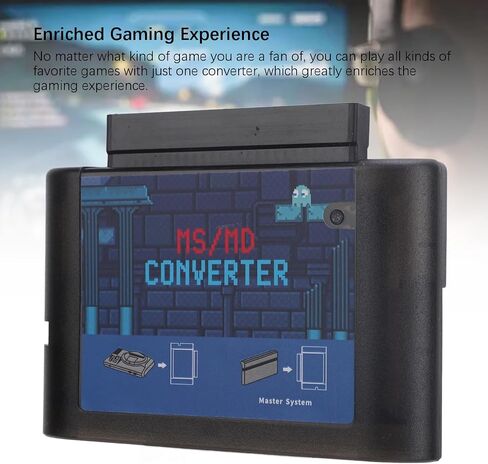 for Retron Mega Drive Converter, MS to MD Game Card Adapter Converter for Retron 5 3 2 for Mega Drive for Genesis (Black Transparent) in Kuwait