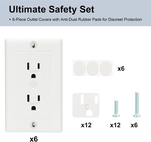 أغطية منافذ WALLFID المكونة من 6 قطع لحماية الأطفال - أغطية قابس ممتازة مع قفل مخفي حاصل على براءة اختراع للمسمار الفردي القياسي ومنافذ الديكور ذات 2 براغي - تصميم متطور لسلامة الأطفال (3 براغي) in Kuwait