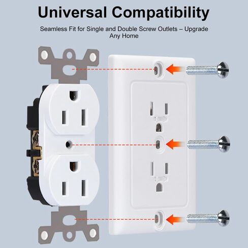 أغطية منافذ WALLFID المكونة من 6 قطع لحماية الأطفال - أغطية قابس ممتازة مع قفل مخفي حاصل على براءة اختراع للمسمار الفردي القياسي ومنافذ الديكور ذات 2 براغي - تصميم متطور لسلامة الأطفال (3 براغي) in Kuwait
