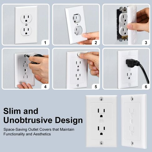 أغطية منافذ WALLFID المكونة من 6 قطع لحماية الأطفال - أغطية قابس ممتازة مع قفل مخفي حاصل على براءة اختراع للمسمار الفردي القياسي ومنافذ الديكور ذات 2 براغي - تصميم متطور لسلامة الأطفال (3 براغي) in Kuwait