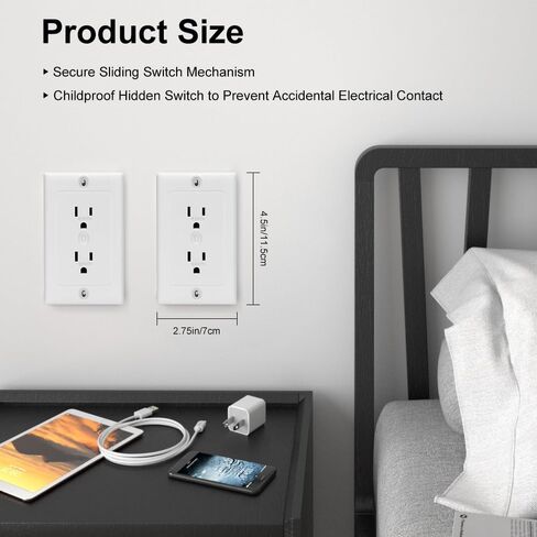 أغطية منافذ WALLFID المكونة من 6 قطع لحماية الأطفال - أغطية قابس ممتازة مع قفل مخفي حاصل على براءة اختراع للمسمار الفردي القياسي ومنافذ الديكور ذات 2 براغي - تصميم متطور لسلامة الأطفال (3 براغي) in Kuwait